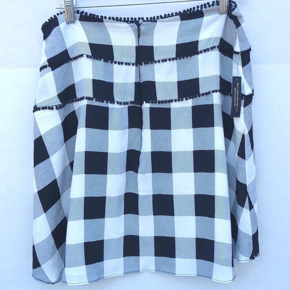 NWT AFRM Womens size XL Blaze Noir Blanc Gingham Plaid knee length skirt - Picture 3 of 8